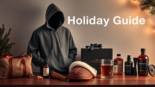 2025 holiday gift guide for him featuring stylish items like hoodies and slippers.