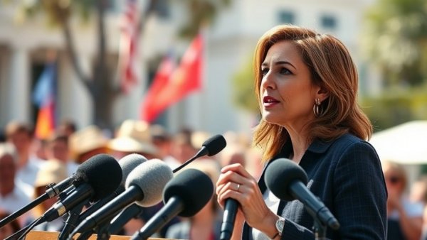 Letitia James speaking at a public event on a sunny day.