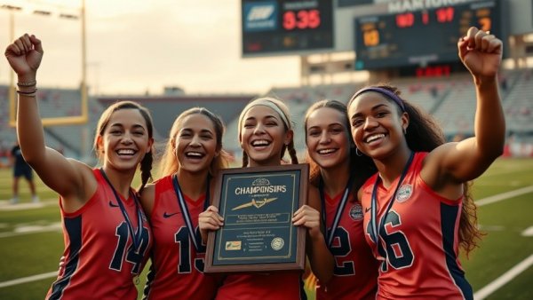Anaheim flag football championship winners celebrating on field