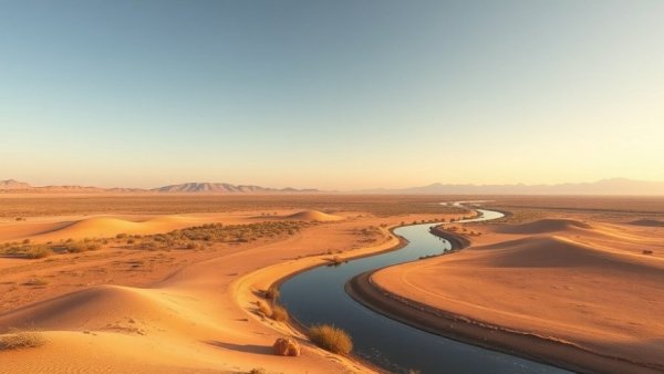 Scenic view of Colorado River canal in California desert landscape
