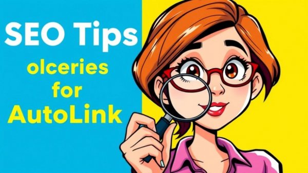 AutoLinkRush SEO tips graphic with magnifying glass.