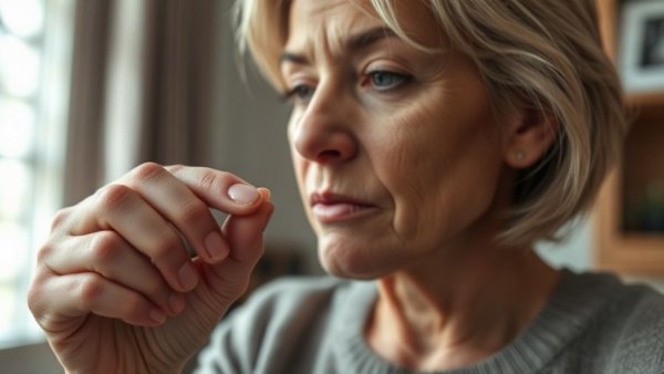 Middle-aged woman considering hormone therapy for menopause.