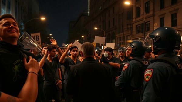 Turning Point USA event Berkeley protests nighttime standoff.