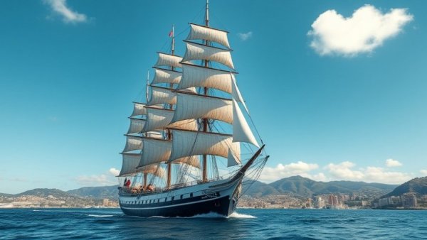 A majestic sailing ship cruising in San Diego harbor, a fun thing to do this week.