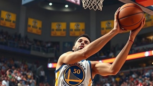 Golden State Warriors player making a layup, Warriors lineup change victory.