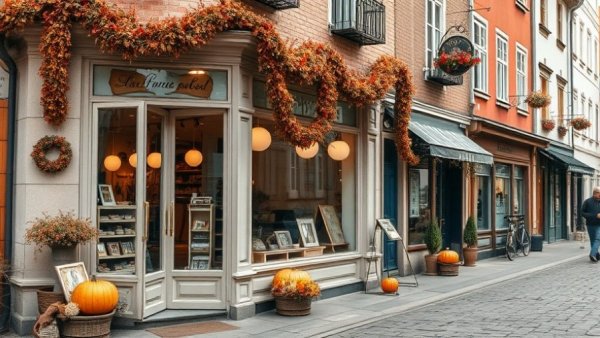 Vintage shop in Old Town Clovis with fall-themed decor.