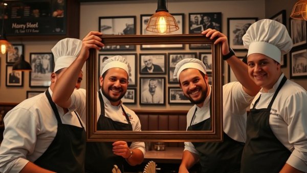 Chefs at Lyla's Restaurant smiling warmly in a cozy interior.