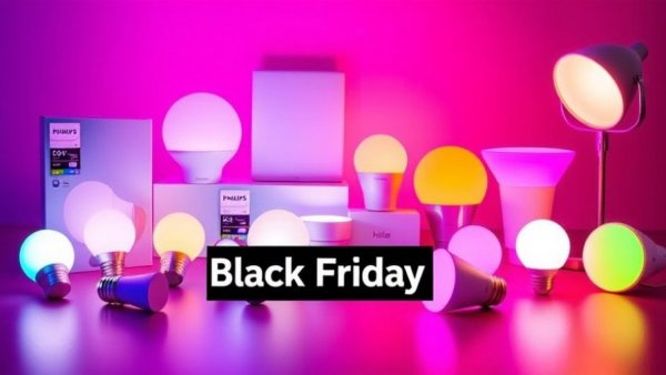 Philips Hue smart lights sale showcasing various lighting products with a vibrant background.