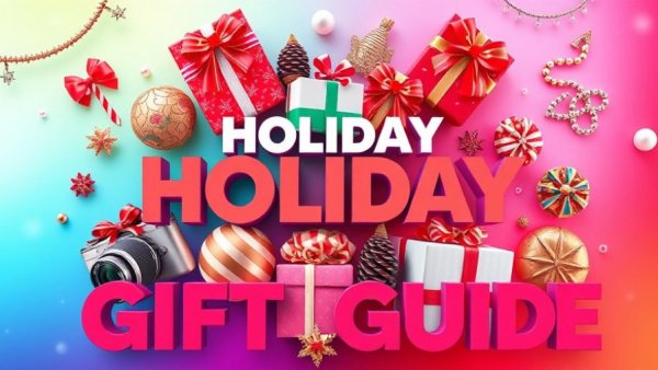 Colorful holiday gift guide with assorted items, Holiday Gift Guide 2025.