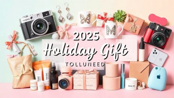 2025 Holiday Gift Ideas collage with various gift items and text overlay.