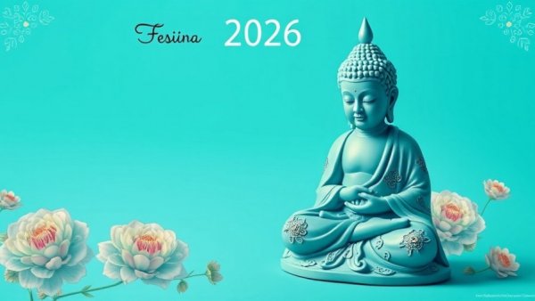 2026 Tiny Buddha Calendar with motivational quote and floral design.