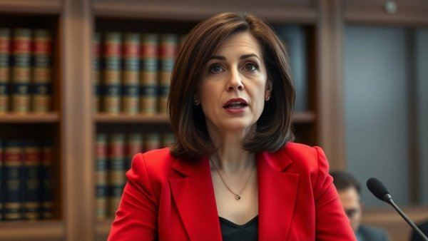 Woman at press conference discussing Release Epstein Files.