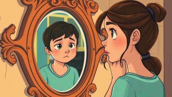 Contemplative scene calming childhood-rooted anxiety