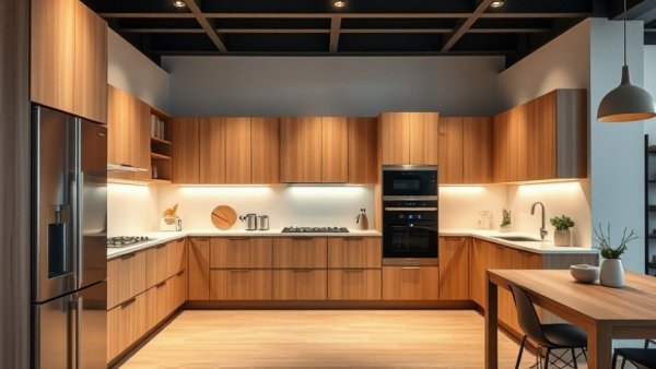 Sleek modern kitchen showcasing 2026 design trends.