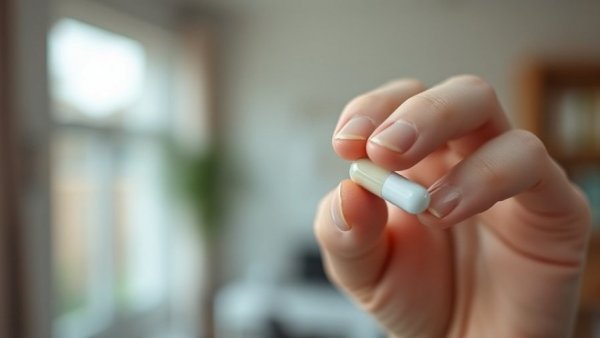 Close-up of white capsule in woman's hand, soft focus, liposomal glutathione vs NAC
