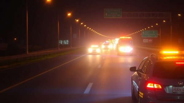 San Diego highway patrol at night highlighting pedestrian safety.