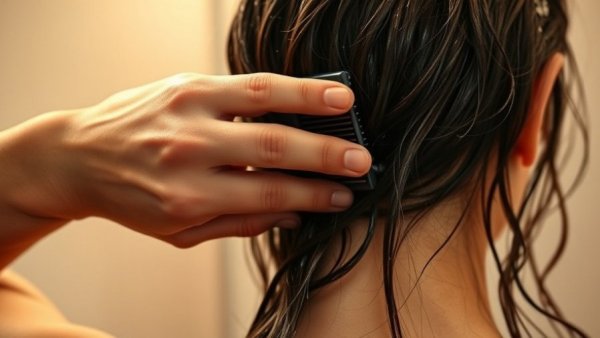 Gently combing wet hair showcasing hair moisturizers for dry hair.