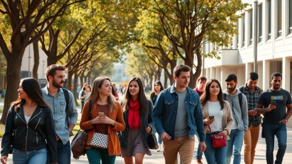 California high school students on campus, warm sunny day