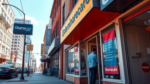 Street view of Obamacare office with signage, Obamacare tax credit alternatives.