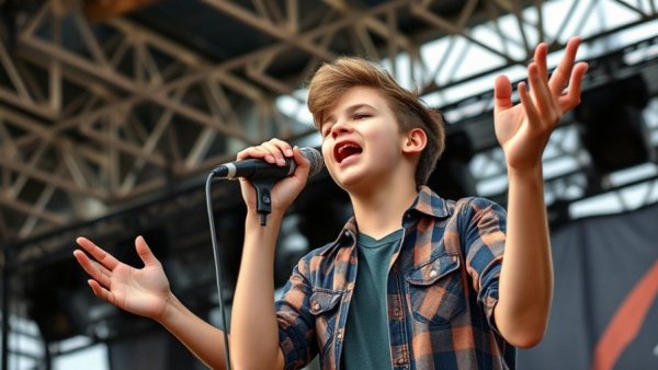 Energetic performer singing on stage, Teen Death Investigation in D4vd's Tesla