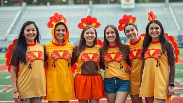 Festive turkey costumes at Thanksgiving event in Los Angeles 2025.