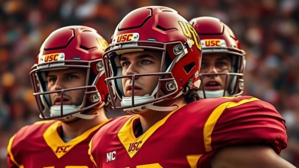 USC football players symbolizing the USC UCLA rivalry tradition.