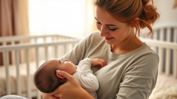 Mother breastfeeding baby, highlighting HMOs in breast milk.