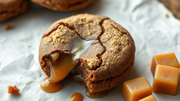 Delicious salted caramel stuffed chocolate snickerdoodle with caramel oozing out.