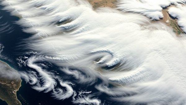 Satellite view of tule fog over California's Central Valley.