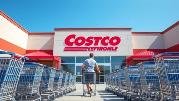 Person approaching Costco store, Brea Costco revenue-sharing agreement.