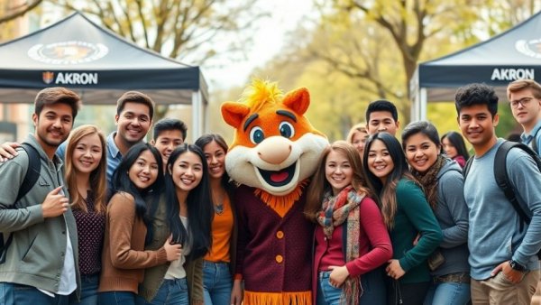 University of Akron students with mascot during 2025 initiatives.