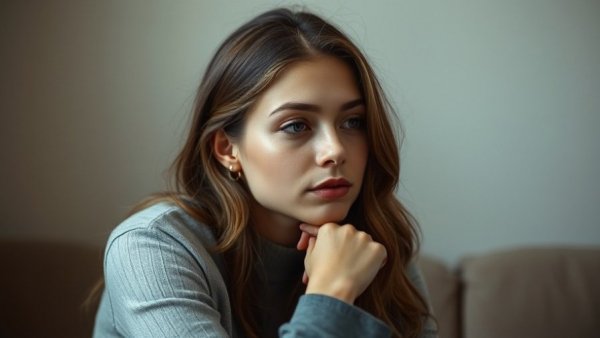 Contemplative woman resting her head, estrogen supercharges dopamine context.