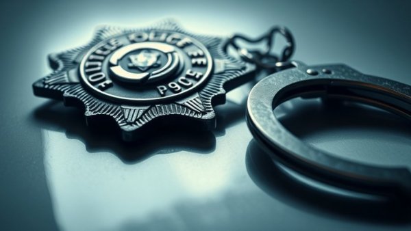 Close-up of police badge and handcuffs symbolizing West Akron Neighborhood Watch.