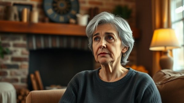 CARE Court California disappointing: woman sitting pensively in living room.