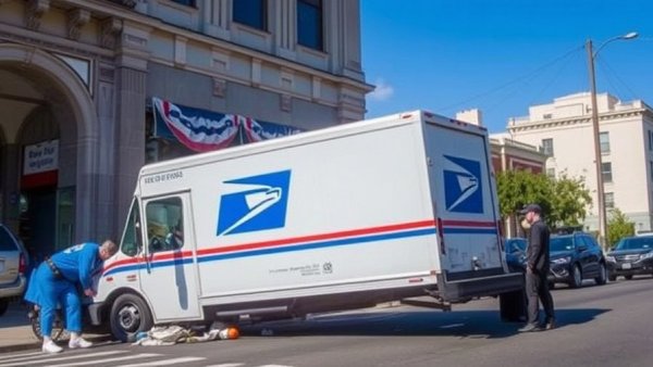 USPS truck backs into building in San Francisco