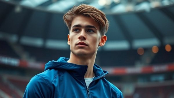 Confident young man in blue sports jacket looking ahead, Puka Nacua controversies.