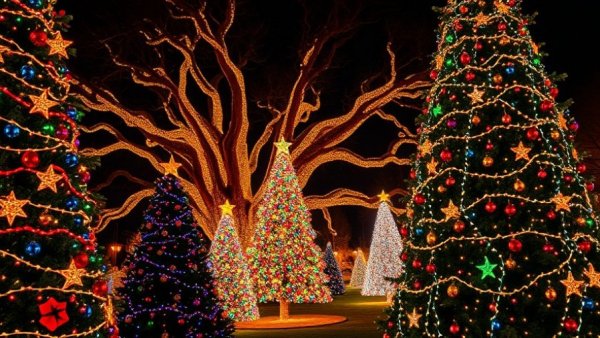 Colorful holiday light display in Los Angeles