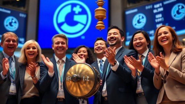 Business leaders celebrate at stock exchange with Build-A-Bear.
