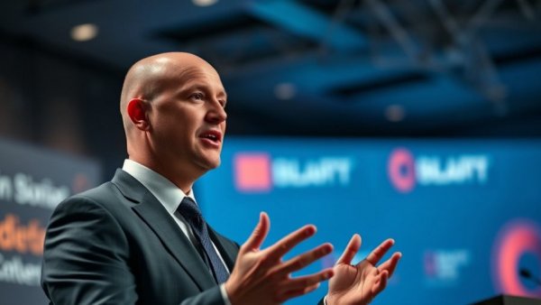 Bald man in suit speaking at conference on FCC bans new Chinese-made drones.