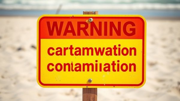 San Diego beach water advisory sign warning of contamination.