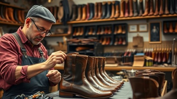 Artisans crafting leather boots, illustrating leather goods prices 2025.