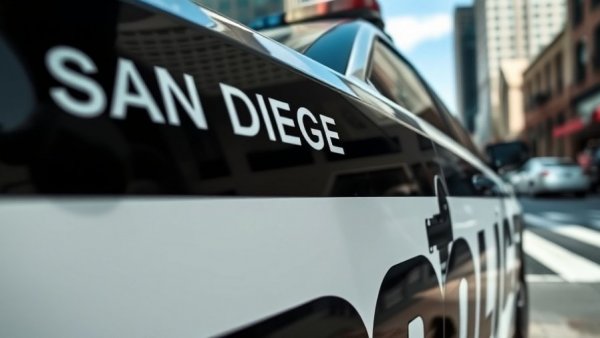 San Diego police car part of local news coverage.
