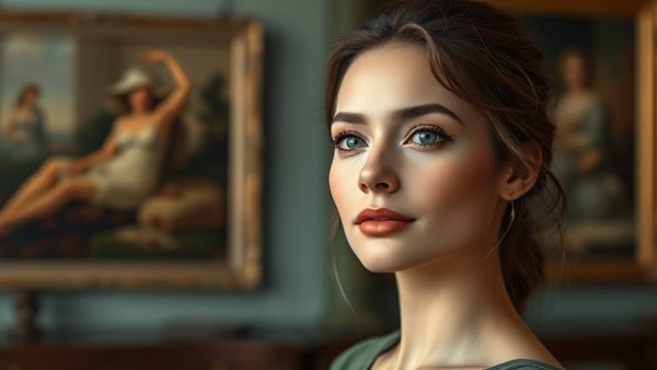 Elegant woman showcasing blush draping technique indoors