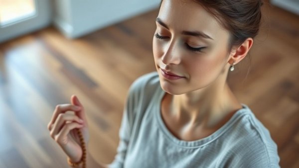 Tranquil woman practicing Reiki Japa in meditation.