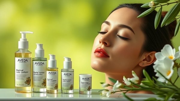 Aveda Vegan Collagen Skincare Collection with serene woman.