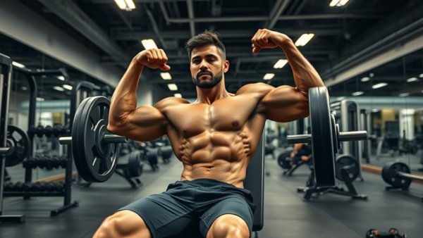 Bodybuilder demonstrates unilateral approach to lifting in gym.