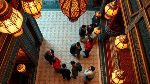 Overhead view in lobby during California legislative bills debates 2025