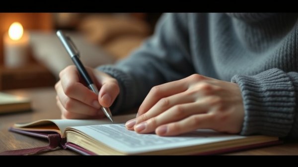Hands writing in a journal as part of a 10-minute productivity practice.