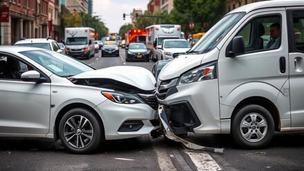 Californians View Insurance: Severe car accident scene with emergency vehicle.