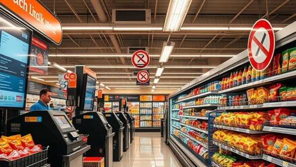 California plastic bag ban 2026 impact on grocery store checkout.